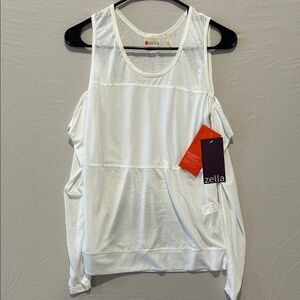 Zella White Cold-Shoulder Performance Pullover